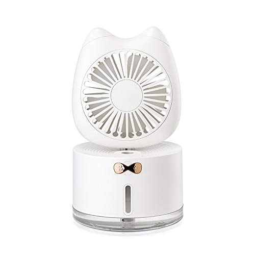 TOMYEER Draagbare Cool Mist Luchtbevochtiger, Mobiele Luchtbevochtiger Mini Fan Handheld Luchtbevochtiger,Persoonlijke Ventilator Waterspray Koelventilator met 7 Kleuren LED Nachtlampje, Wit