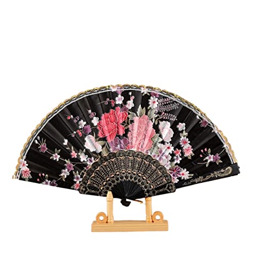 BgnEhRfL Opvouwbare ventilatoren, handventilatoren, handventilatoren, zijden doek Gouden randventilatoren Traditionele dansventilator Chinese stijl ventilator Handgemaakte vouwventilator Decoratieve ventilator