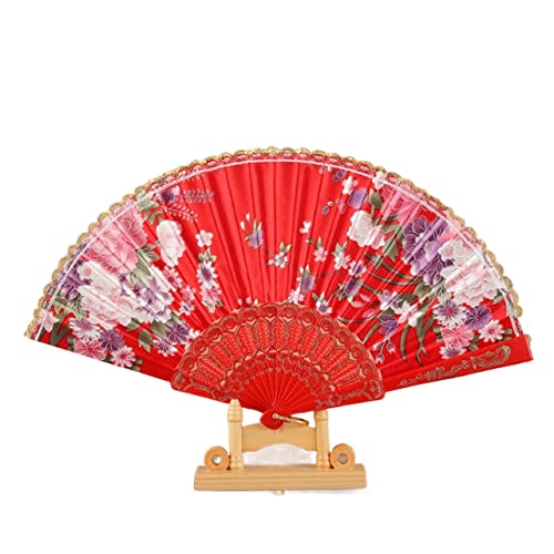 BgnEhRfL Opvouwbare ventilatoren, handventilatoren, handventilatoren, zijden doek Gouden randventilatoren Traditionele dansventilator Chinese stijl ventilator Handgemaakte vouwventilator Decoratieve ventilator