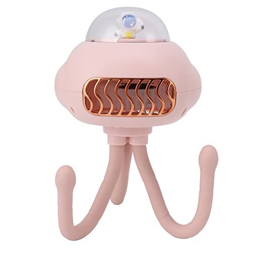 Luqeeg Draagbare Mini-handventilator, USB-oplaadbare Octopus-Ventilator Zonder Blad, Transformatiestandaard voor Buiten Kleine Ventilator met Intelligent Algoritme en Drie Windsnelheden (Roze)