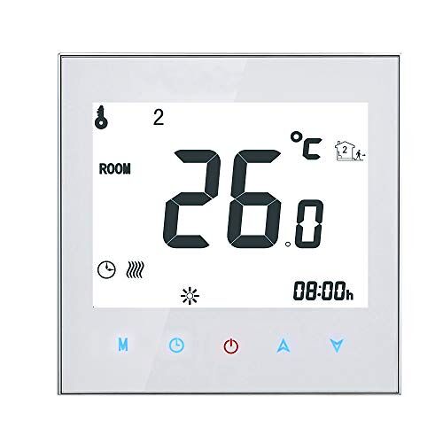 Decdeal Kamerthermostaat, vloerverwarming, elektrische verwarming, thermostaat, 16 A, 95-240 V, per week programmeerbaar lcd-touchscreen, wandthermostaat