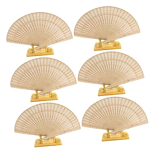 MINGOUOLD 4pcs 7 Oudheid Fan Retro Fan Hand Held Fan Zijden Fans Bruiloft Fans Handheld Fans Koeler Fan DIY Fan / 94/129 (Color : Beige, Size : 21cm)