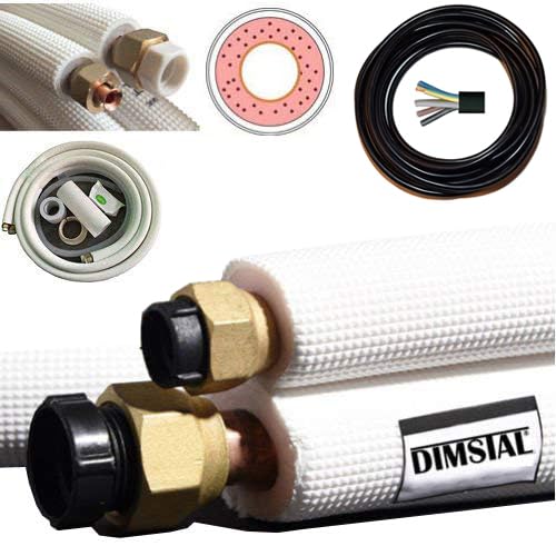 DIMSTAL 2 x 7 m 1/4" + 3/8" inch koperen leidingen koelmiddelleidingen voor 9000/12000 BTU montagekit (2 x 7 m voor 9000/12000 btu)