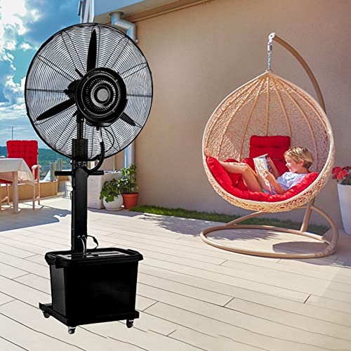 GUHPZA 26 inch buiten oscillerende ventilator voetstuk staande vernevelingsventilator 3 snelheden koeling misters ventilator zwart hoge snelheid ventilatoren 30 inch (maat: 380W/30in) (380W/30in)