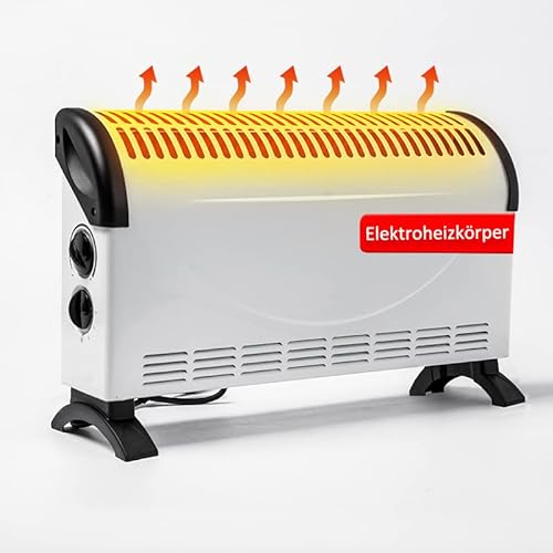 FULLSENT Elektrische convectieverwarming, 1800 W, mobiele verwarming, elektrische verwarming, energiebesparend, kamerverwarming, ventilatorkachel, wit