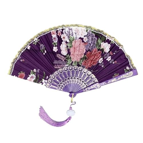 BgnEhRfL Opvouwbare ventilatoren, handventilatoren, handventilatoren, zijden doek Gouden randventilatoren Traditionele dansventilator Chinese stijl ventilator Handgemaakte vouwventilator Decoratieve ventilator