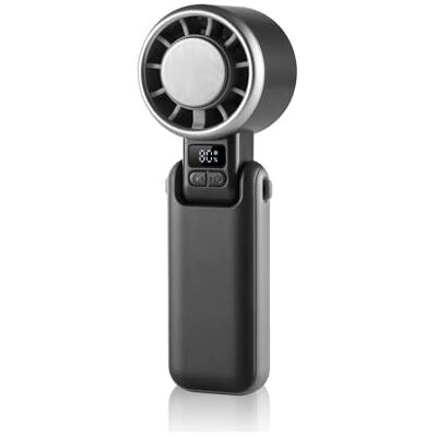 Wonderlamp Glasi Handventilator, zwart, ijsmodus, 5 snelheden, led-display, stil, oplaadbare en opvouwbare accu, draagbare mini-ventilator Wonderlamp Glasi Handventilator, zwart, ijsmodus, 5 snelheden, led-display, stil, oplaadbare en opvouwbare accu, draagbare mini-ventilator