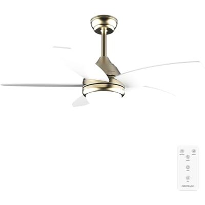 Cecotec Plafondventilator met Licht EnergySilence Aero 4200 GoldWhiteWood. 53W, Diameter 42”, LED-licht van 15W in 3 Kleuren, Afstandsbediening, Selecteerbare Timer, 3 Snelheden en 5 Bladen Cecotec Plafondventilator met Licht EnergySilence Aero 4200 GoldWhiteWood. 53W, Diameter 42”, LED-licht van 15W in 3 Kleuren, Afstandsbediening, Selecteerbare Timer, 3 Snelheden en 5 Bladen