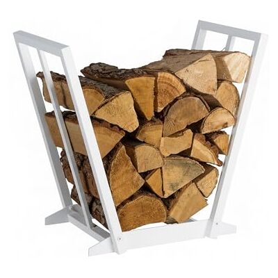 Relaxdays haardhoutrek, metaal, HBD: 55,5 x 62 x 35 cm, houtopslag voor brandhout, binnen, woonkamer, wit Relaxdays haardhoutrek, metaal, HBD: 55,5 x 62 x 35 cm, houtopslag voor brandhout, binnen, woonkamer, wit
