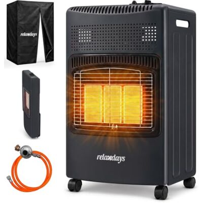 Relaxdays gaskachel, 3 keramische platen, 1500-4200 W, zwart binnen & buiten, wielen, gasflessen, gasstraler, regenhoes, drukregelaar, zuurstofbeveiliging, piëzo-ontsteking Relaxdays gaskachel, 3 keramische platen, 1500-4200 W, zwart binnen & buiten, wielen, gasflessen, gasstraler, regenhoes, drukregelaar, zuurstofbeveiliging, piëzo-ontsteking