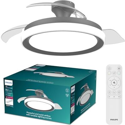 Philips Bliss Plafondventilator met LED-lamp, 3 Intrekbare Bladen, 106 cm Spanwijdte, 4500 Lumen, Instelbaar Wit Licht van 3000K tot 6500K, Dimbaar tot 5%, Inclusief Afstandsbediening, Black Philips Bliss Plafondventilator met LED-lamp, 3 Intrekbare Bladen, 106 cm Spanwijdte, 4500 Lumen, Instelbaar Wit Licht van 3000K tot 6500K, Dimbaar tot 5%, Inclusief Afstandsbediening, Black