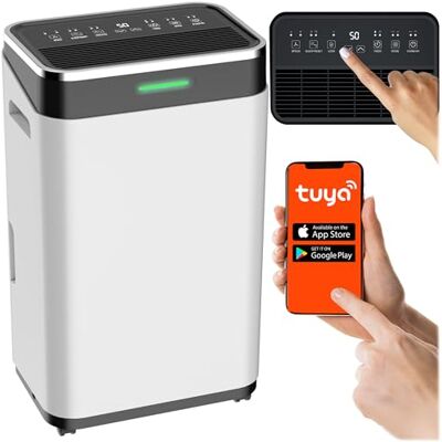 Berdsen Elektrische luchtontvochtiger, 25 l/24 uur, wifi led-app-bediening, stil, energiebesparend, luchtreiniging, wit Berdsen Elektrische luchtontvochtiger, 25 l/24 uur, wifi led-app-bediening, stil, energiebesparend, luchtreiniging, wit
