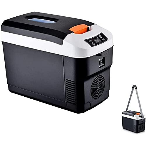 JEVHLYKW Minikoelkast, autokoelkast 10L, kleine draagbare koelkast, compacte vriezer, 12V/24V/110~240V, LCD-paneel, dempen, mini-autokoelkast buitenkoelkast