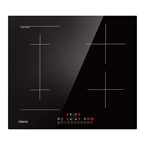 CIARRA CBBIH4BF 4 zones inbouw inductiekookplaat met een Flexzone Booster Touch-bediening kookplaat inductie 4 platen 9 vermogensniveaus inductiekookplaat 7200 W