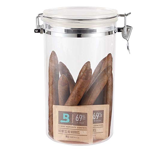 ZXYWW Acryl Humidor Jar met luchtbevochtiger, draagbare sigaar Humidor Travel Case Handvat Sigarenopslag Box Seal Design Hold 15 sigaren (Clear)