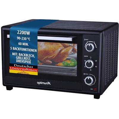 OptimumX Haushaltsgeräte OptimumX Minibakoven, 60 liter, XXL met convectie, 2200 W, draaispies, antraciet OptimumX Haushaltsgeräte OptimumX Minibakoven, 60 liter, XXL met convectie, 2200 W, draaispies, antraciet