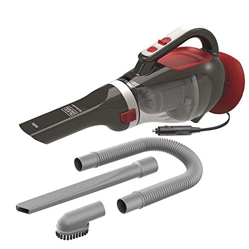 Black & Decker 12 V autozuiger met borstelopzetstuk, adapter voor aansluiting op de sigarettenaansteker, 5 m kabel, ADV1200