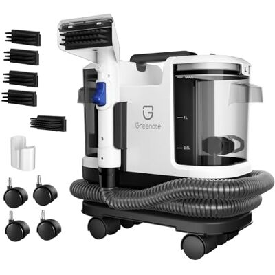 Greenote Tapijtreiniger 600W,4 zwenkwielen voor moeiteloos manoeuvreren,Compact opbergbaar,Slang zelfreinigend,Krachtige zuigkracht,1,8L/0,8L watertanks,1,5m slang en 5m snoer,Veelzijdige accessoires Greenote Tapijtreiniger 600W,4 zwenkwielen voor moeiteloos manoeuvreren,Compact opbergbaar,Slang zelfreinigend,Krachtige zuigkracht,1,8L/0,8L watertanks,1,5m slang en 5m snoer,Veelzijdige accessoires