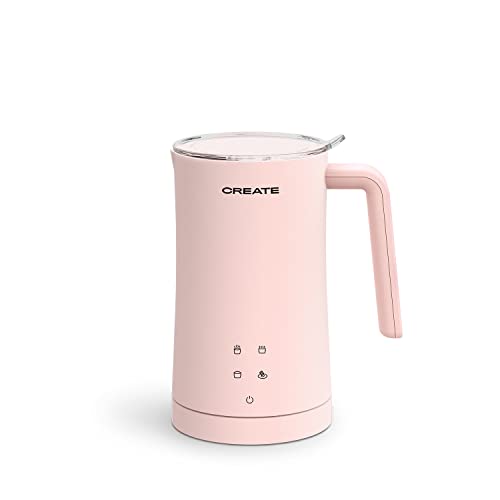 CREATE melkopschuimer, elektrische opschuimer en verdamper voor melk, roze, automatische opschuimer voor warme of koude melk met touchscreen en 4 modi, 350 ml