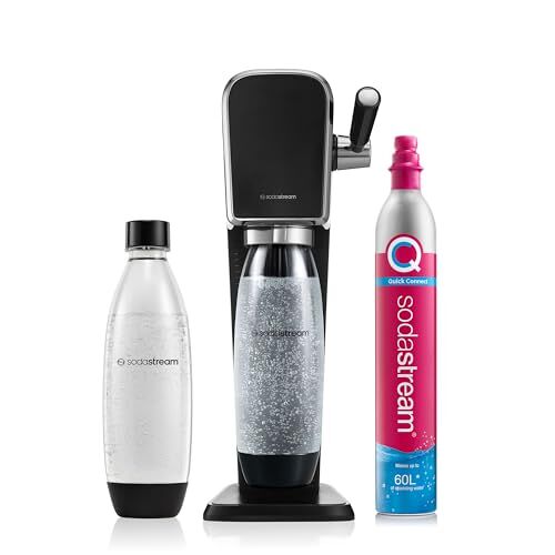 SodaStream Waterbubbler Art met CO2-cilinder en 1x 1L vaatwasmachinebestendige plastic fles, hoogte 44 cm, zwart, 44 cm