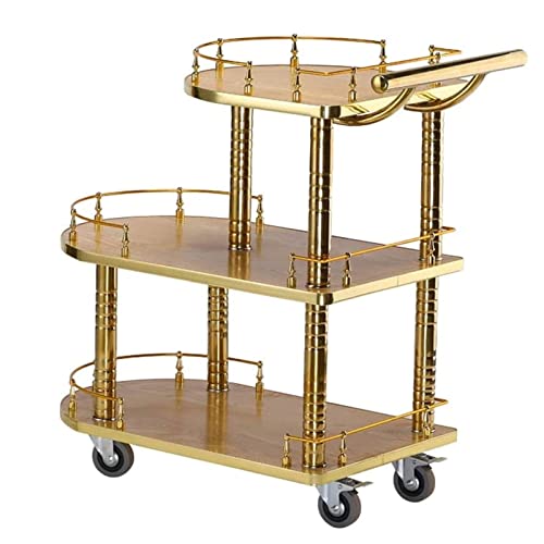 GeRRiT Beweegbare Trolley 3 Tiers Wijnkar Business Bar Serveerwagen Beweegbare Trolley Maaltijd Side Opbergtafel Smeedijzeren Beweegbare Dining Auto Drankjes Trolley Beweegbare Dining Auto