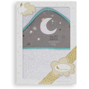 Interbaby 01191-13 babybadhanddoek met capuchon LUNA UNIVERSO ESTAMPADA wit groen, groen