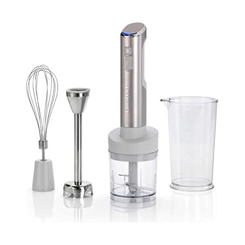 CUISINART RHB100E Draadloze Staafmixer met pureeropzetstuk, garde en kom voor het mixen met 250 ml inhoud, 30 minuten batterijduur, zilver