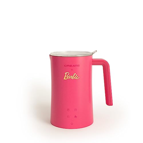 CREATE melkopschuimer, elektrische opschuimer en verdamper voor melk, Barbie roze, automatische opschuimer voor warme of koude melk met touchscreen en 4 modi, 350 ml