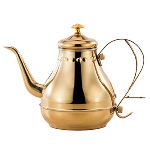 YYUFTTG Theepot Coffee Maker Stainless Steel Long Mouth Pot Coffee Kettle Teapot With Infuser Filter Milk Oolong Flower Tea Pot (Color : Gold-1.2L)