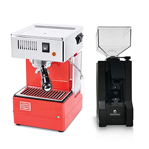 LA GONDOLA Combo Quick Mill 0820 Espressomachine in rood en koffiemolen Eureka Made in Italy