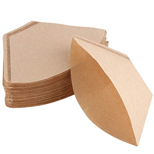fuxunamz Cone Coffee Paper, gebruikt in filterbekers, 102, koffiefilter voor 1-4 kopjes, filterzakken voor koffiezetapparaat en handfilter, 100 vellen wegwerpkoffiefilters, natuurbruin, ongebleekt, 100 stuks