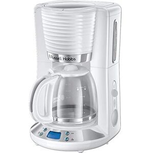 Russell Hobbs Inspire Filterkoffizetapparaat, Wit, Glazen Kan, 1,25 Liter, 10 Grote Of 15 Kleine Koppen, Timer, Uitneembare Koffiefilterhouder, 1100 Watt 24390-56