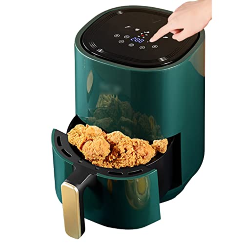 KAMNIK Luchtfriteuse huishoudelijke olievrije elektrische friteuse slimme elektrische oven grote capaciteit touch friteuse keukenapparatuur (geel 25,4 * 25,2 * 31,7 cm) (groen 25,4 * 25,2 * 31,7 cm) (geel