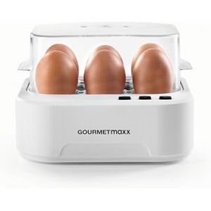 GOURMETmaxx Pratende eierkoker voor 6 eieren, design eierkoker met eierprikker, maatbeker en spraakuitvoer, 3 hardheidsgraden voor perfect gekookte eieren, eenvoudige reiniging en eenvoudige bediening GOURMETmaxx Pratende eierkoker voor 6 eieren, design eierkoker met eierprikker, maatbeker en spraakuitvoer, 3 hardheidsgraden voor perfect gekookte eieren, eenvoudige reiniging en eenvoudige bediening