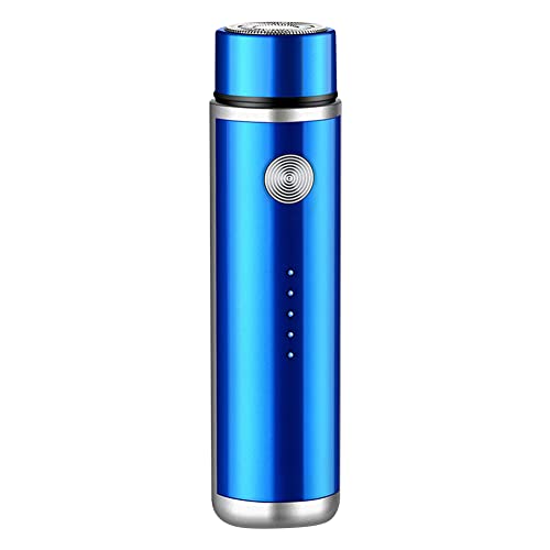 Katutude Elektrisch scheermes, Mini draagbaar elektrisch scheerapparaat voor mannen, waterdichte zakscheermes USB oplaadbare roterende scheermes natte droge baard scheermachine voor outdoor reizen, blauw