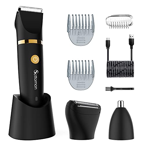 Scttomon Elektrische Groin Hair Trimmer Ball Trimmer voor Mannen Body Shaver Trimmer Onder-de-Taille Groomer Neus Hair Trimmer Waterdichte Draadloze 3 in 1