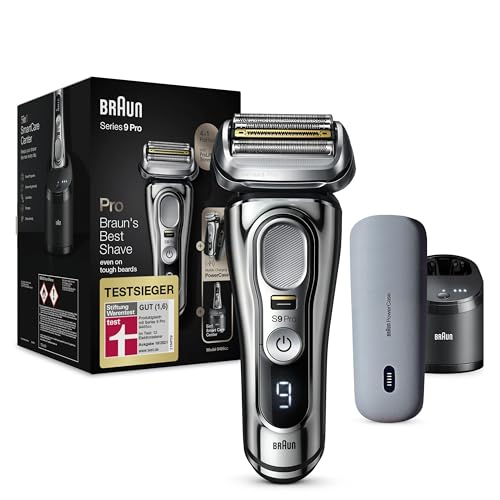 Braun Series 9 Pro Premium scheerapparaat voor heren, met 4+1 scheerkop, elektrisch scheerapparaat & ProLift trimmer, PowerCase, 5-in-1 reinigingsstation, 60 minuten looptijd, nat & droog, cadeau man,