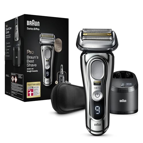 Braun Series 9 Pro Premium scheerapparaat voor heren, met 4+1 scheerkop, elektrisch scheerapparaat & ProLift trimmer, 5-in-1 reinigingsstation, 60 minuten looptijd, nat & droog, cadeau man, 9486cc,