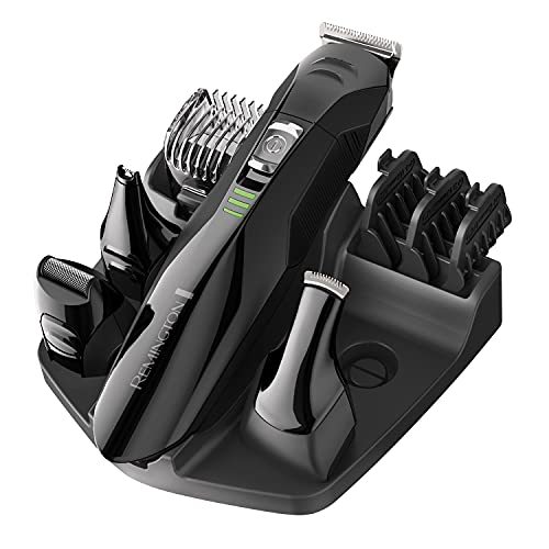 Remington All-On-One Grooming Kit Baardtrimmer voor mannen; Tondeuse voor neus- en oortrimmer met mini-scheerapparaat PG6020, zwart