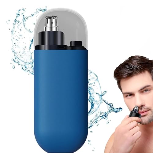 Warmfunn Draagbare neushaartrimmer, neus- en oorhaartrimmer, pijnloze neushaartrimmer, oorhaartrimmer, USB-oplaadbaar, voor op reis, neushaartrimmer, mini gezichtshaartrimmer (blauw)