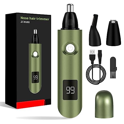 iMoebel Led-neushaartrimmer, 3-in-1 neushaartrimmer, oplaadbaar met dubbele snijbladen, wenkbrauwen en gezichtshaartrimmer voor mannen en vrouwen, groen