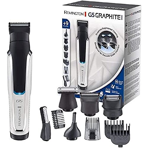 Remington Tondeuses en baardtrimmers voor heren [Lithium G5] (inclusief 9 tondeuses en kammen), tondeuse, baardtrimmer, lichaamstrimmer, oor- en neushaartrimmer, multigroomer, PG5000, zwart