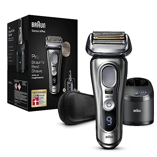 Braun Series 9 Pro Premium scheerapparaat voor heren met 4+1 scheerkop, elektrisch scheerapparaat & ProLift Trimmer, 5-in-1 reinigingsstation, 60 minuten looptijd, Wet&Dry, 9485cc, noble metaal