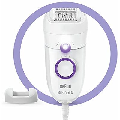 Braun Silk-épil 5 Epilator voor dames, elektrische epilator voor vrouwen, geschikt voor moeilijke contouren, met snelheidsinstelling, comfortabel epileren, cadeau-idee, 5-505 wit en paars Braun Silk-épil 5 Epilator voor dames, elektrische epilator voor vrouwen, geschikt voor moeilijke contouren, met snelheidsinstelling, comfortabel epileren, cadeau-idee, 5-505 wit en paars