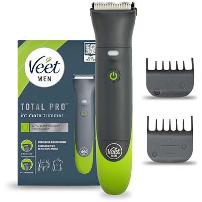 Veet Total Pro Elektrisch scheerapparaat voor heren, voor lichaam en intieme zone, 1 kop voor intieme en lichaamsdelen en 2 geleidingskammen, nauwkeurig trimmen, draadloos Veet Total Pro Elektrisch scheerapparaat voor heren, voor lichaam en intieme zone, 1 kop voor intieme en lichaamsdelen en 2 geleidingskammen, nauwkeurig trimmen, draadloos