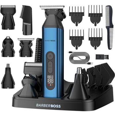 BARBERBOSS 5-in-1 baardtrimmer voor heren, tondeuse, lichaamskrist, neus- en oortrimmer, trimmer, trimmerset voor heren, draadloze oplaadbare tondeuse, QR-6020 Tondeuse, lichaamshaartrimmer, neus- en oorhaartrimmer, draadloos oplaadbaar, verzorgingsset BARBERBOSS 5-in-1 baardtrimmer voor heren, tondeuse, lichaamskrist, neus- en oortrimmer, trimmer, trimmerset voor heren, draadloze oplaadbare tondeuse, QR-6020 Tondeuse, lichaamshaartrimmer, neus- en oorhaartrimmer, draadloos oplaadbaar, verzorgingsset