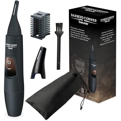 Beurer HR2000 Barbers Corner Precision Trimmer Vorm en trim je wenkbrauwen, neus- en oorhaar Perfect gebogen ontwerp Inclusief kambevestiging met 2 trimlengtes (3 mm en 6 mm), 58000 Beurer HR2000 Barbers Corner Precision Trimmer Vorm en trim je wenkbrauwen, neus- en oorhaar Perfect gebogen ontwerp Inclusief kambevestiging met 2 trimlengtes (3 mm en 6 mm), 58000