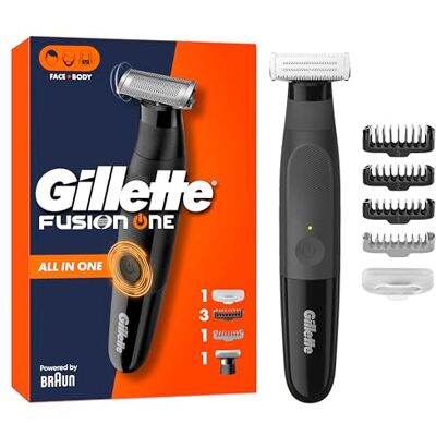 Gillette Fusion Hybride trimmer voor heren 3 Undone baardkammen, bodycam, elektrische baardtrimmer en gezichts- en lichaamsscheerapparaat, met een beschermend mesdeksel, gereedschap Gillette Fusion Hybride trimmer voor heren 3 Undone baardkammen, bodycam, elektrische baardtrimmer en gezichts- en lichaamsscheerapparaat, met een beschermend mesdeksel, gereedschap