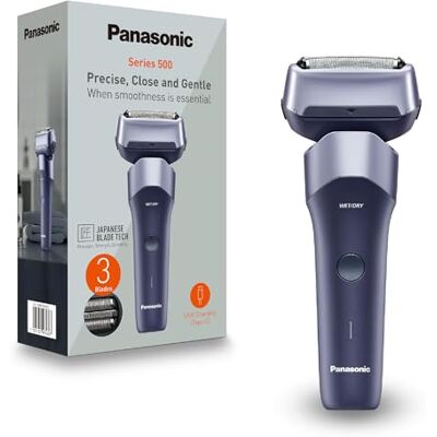 Panasonic Series 500, ES-ERM3FV503 3-Mesjes Oplaadbaar Elektrisch Scheerapparaat voor Nat en Droog Scheren, Japans Roestvrij Staal, 10D Flexibele Kop, IPX7, USB-C Oplaadfunctie, Violet Panasonic Series 500, ES-ERM3FV503 3-Mesjes Oplaadbaar Elektrisch Scheerapparaat voor Nat en Droog Scheren, Japans Roestvrij Staal, 10D Flexibele Kop, IPX7, USB-C Oplaadfunctie, Violet