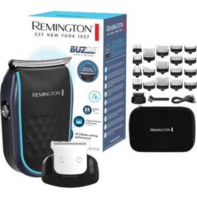Remington -tondeuse en baardtrimmer voor mannen, opzetkammen van 1,5–25 mm XL-baardtrimmer, 25-delige verzorgingsset, Turbo Boost, USB-C-opladen, waterdicht en inclusief reisetui, HC8005 Remington -tondeuse en baardtrimmer voor mannen, opzetkammen van 1,5–25 mm XL-baardtrimmer, 25-delige verzorgingsset, Turbo Boost, USB-C-opladen, waterdicht en inclusief reisetui, HC8005